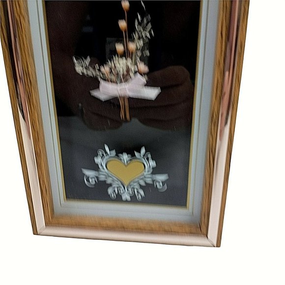 Vintage Elgin Wall Clock Quartz Battery Movement Dried Flowers Wood - Picture 3 of 5